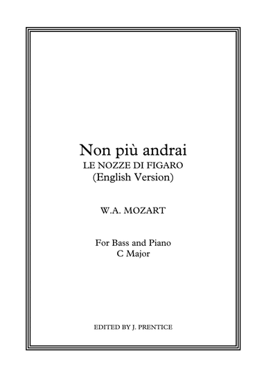 Non più andrai (English version) - Le nozze di Figaro (C Major) (arr. Jonathan Prentice)