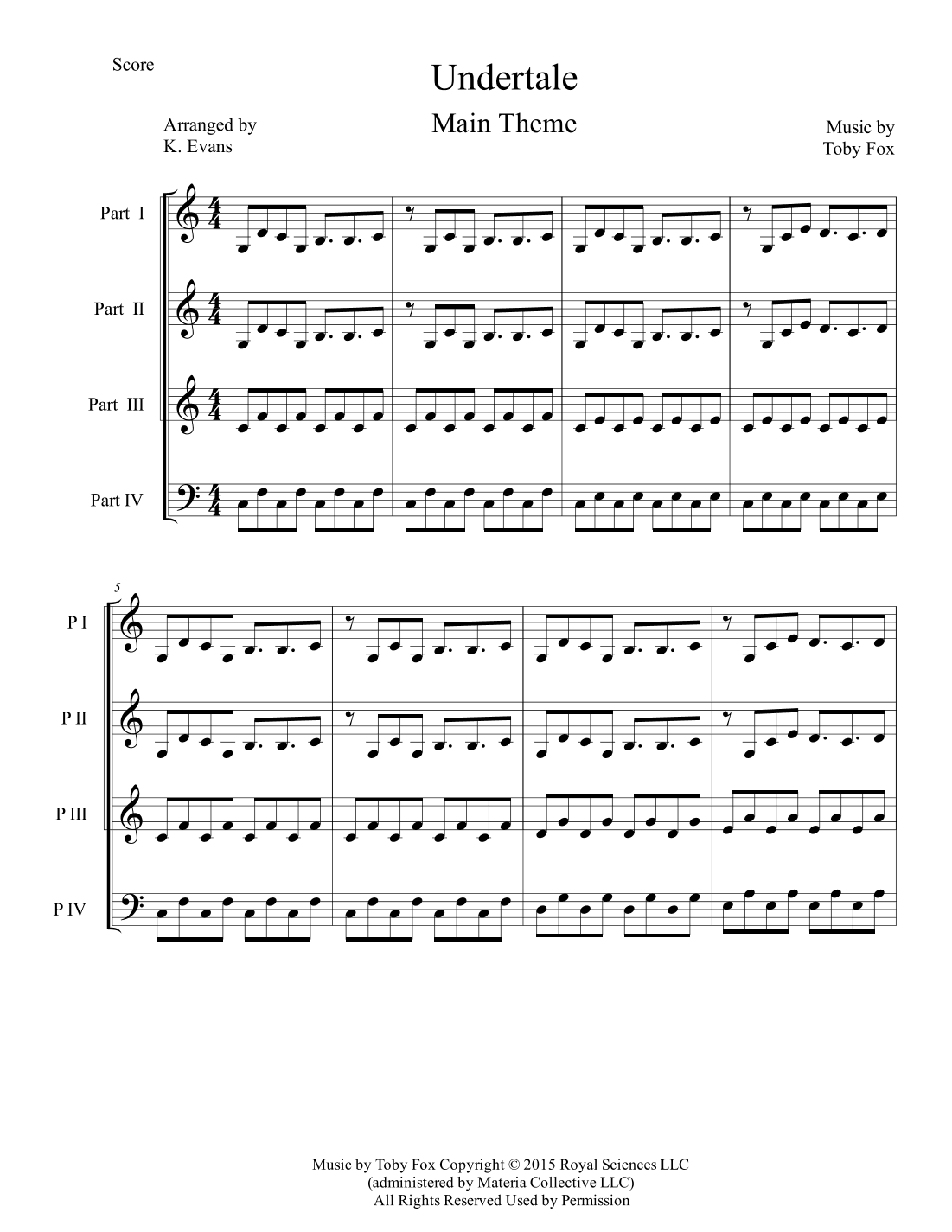 Undertale Main Theme (arr. Kaylene Evans)