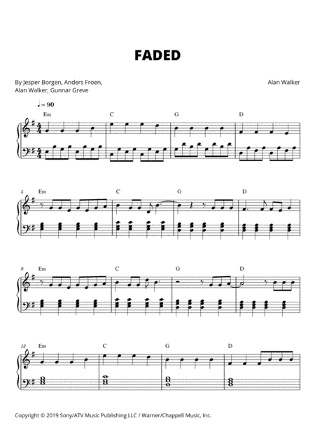 Faded (arr. Cadenza Editions)