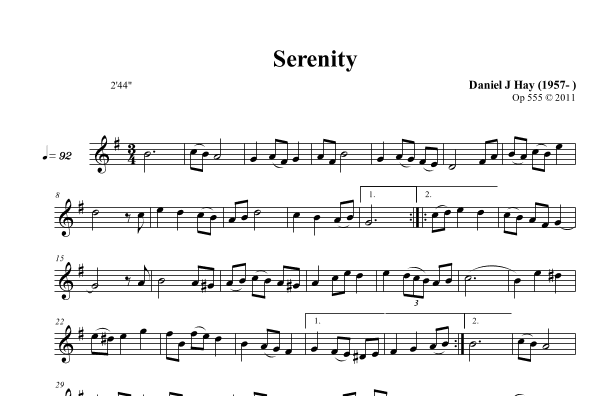 Serenity (Opus 555) Oboe Solo