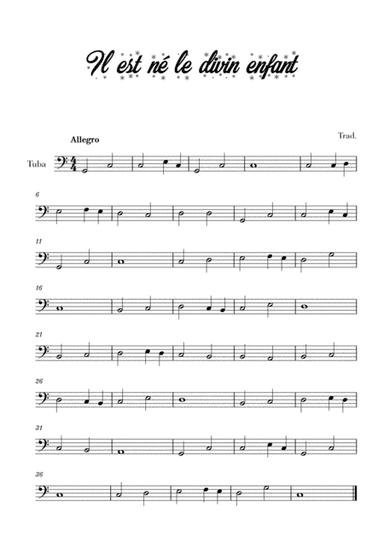 Il est né le divin enfant (for Tuba) (arr. Cadenza Editions)