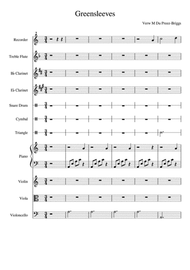 Greensleeves (arr. Mariaan Du Preez-Briggs)