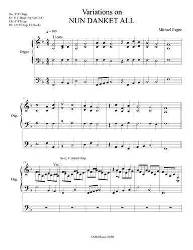 Variations on NUN DANKET ALL (arr. MGMusic)
