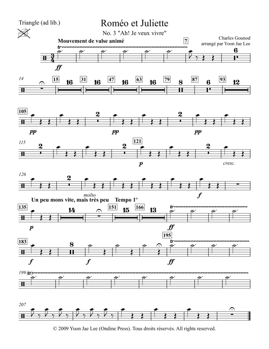 Gounod (arr. Lee): Roméo et Juliette 'Ah! Je veux vivre' in G Major, Set of Parts (arr. Yoon Jae Lee)
