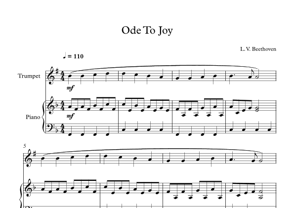 Ode To Joy - Ludwig Van Beethoven (Trumpet + Piano) (arr. Digital Book Music)