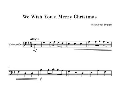 We Wish You a Merry Christmas (Easy Cello Solo) (arr. Gisele Sant'Ana)