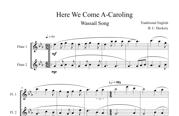 Here We Come A-Caroling (Flute Duet) (arr. B. C. Dockery)