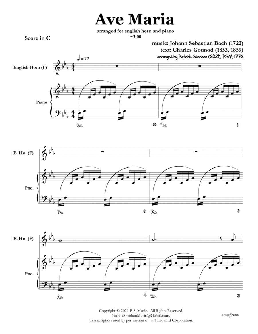 Ave Maria (Bach-Gounod) for english horn & piano (arr. Patrick Sheehan)