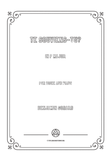 Godard-Te souviens-tu in F Major,for Voice and Piano (arr. MSM)