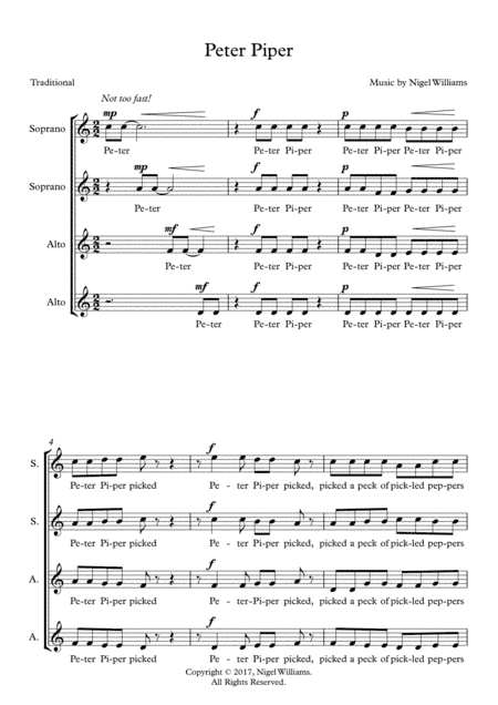 Peter Piper, for SSAA choir