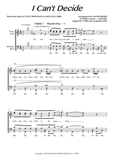 I Can't Decide (arr. Sam Hubbard)