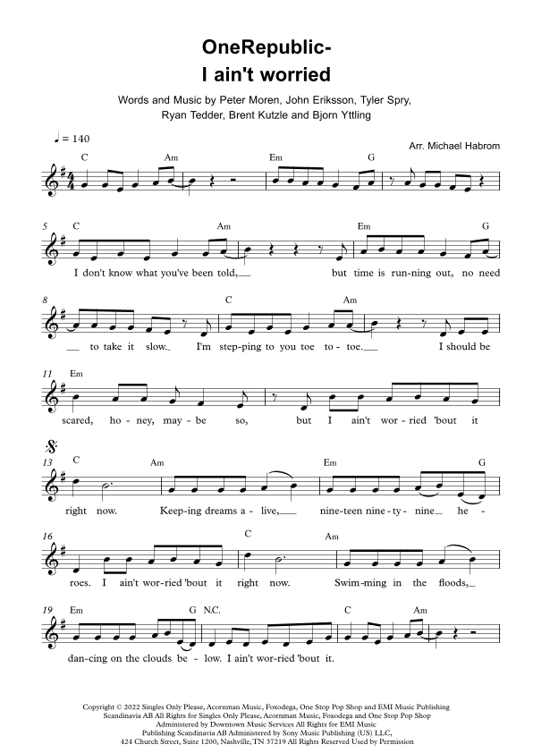 I Ain't Worried (arr. Michael Habrom)