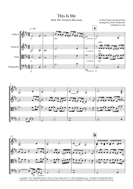 This Is Me (arr. Susie Winkworth winkmusic.co.uk)