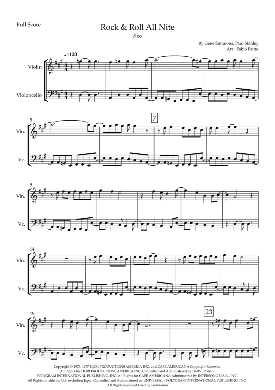 Rock And Roll All Nite (arr. Fabio Britto)