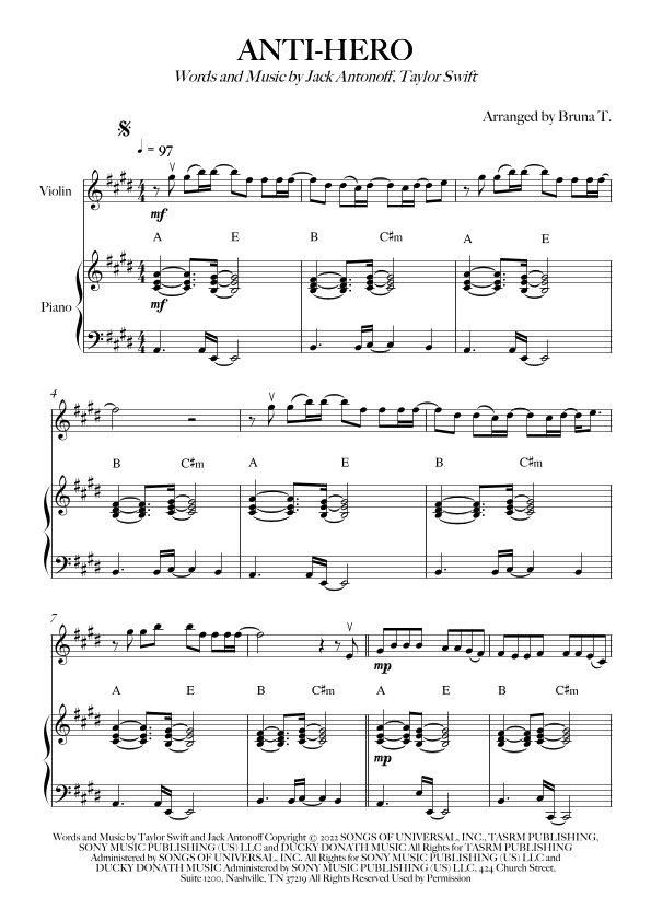 Anti-hero (arr. Bruna T.)