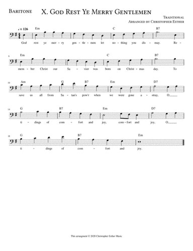 God Rest Ye Merry Gentlemen for Baritone Voice (arr. Christopher Esther)