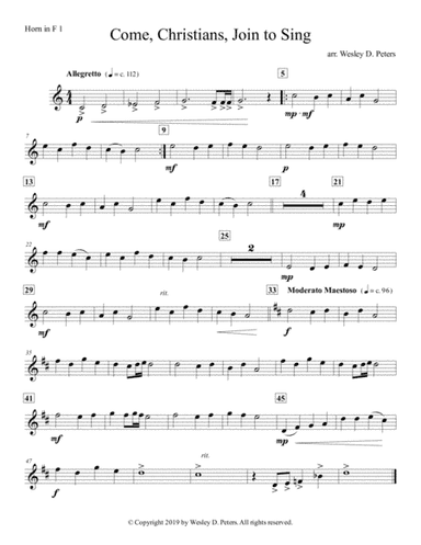 Come, Christians, Join to Sing (Horn Quartet) (arr. Wesley D. Peters)