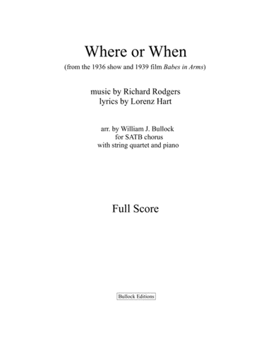 Where Or When (arr. William J. Bullock)