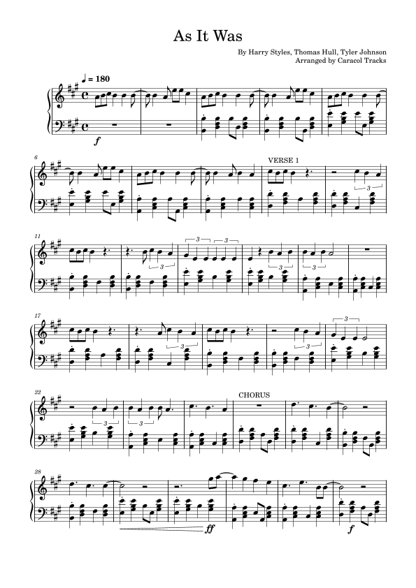 As It Was (arr. Caracol Tracks)