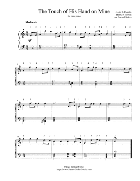 The Touch of His Hand on Mine - for easy piano (arr. Samuel Stokes)