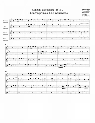 La Ghirardella a4 (Canzoni da suonare,1616, no.1) (arrangement for 4 recorders) (arr. Gil Garty)