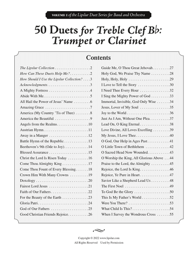 50 Duets for Treble Clef Bb: Trumpet or Clarinet (arr. Joseph Schoonmaker - www.lipslur.com)