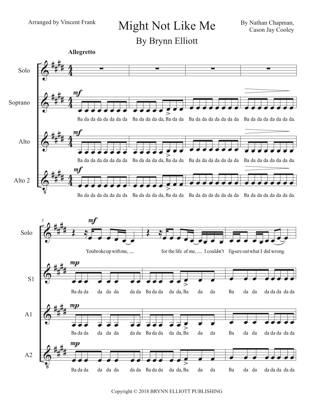 Might Not Like Me (arr. Vincent Frank)