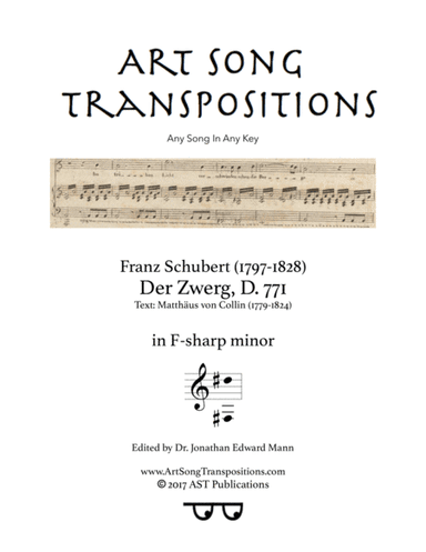 SCHUBERT: Der Zwerg, D. 771 (transposed to F-sharp minor) (arr. ArtSongTranspositions.com)