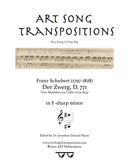SCHUBERT: Der Zwerg, D. 771 (transposed to F-sharp minor) (arr. ArtSongTranspositions.com)