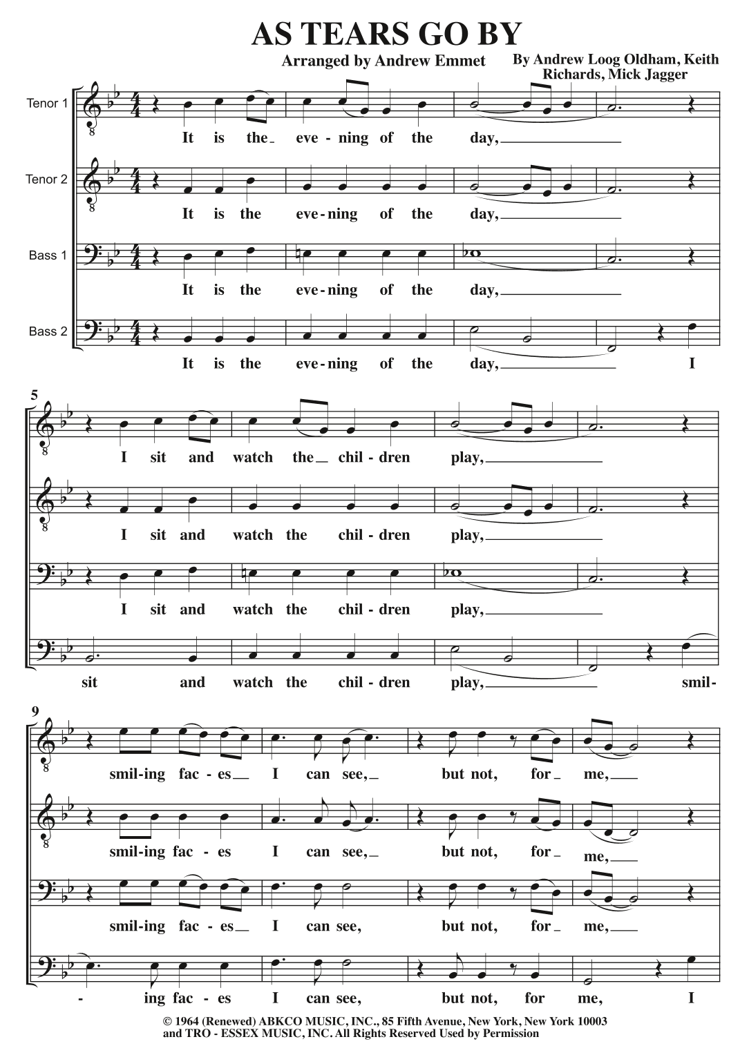 As Tears Go By (arr. Andrew Emmet)