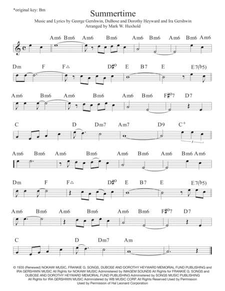 Summertime (arr. Mark W. Huxhold)