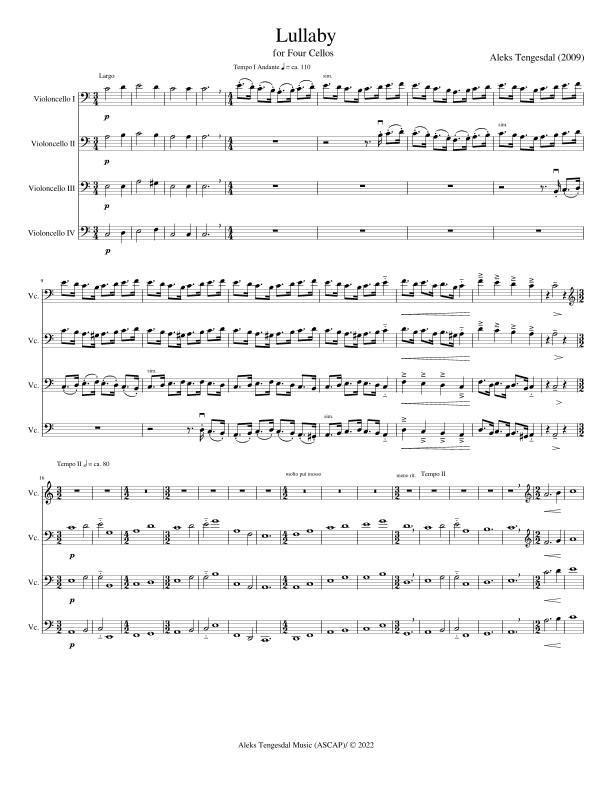 Lullaby for Four Cellos