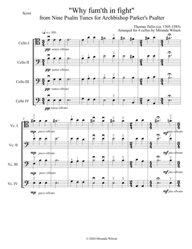 Thomas Tallis, Why Fum'th In Fight for 4 Cellos (arr. Miranda Wilson)