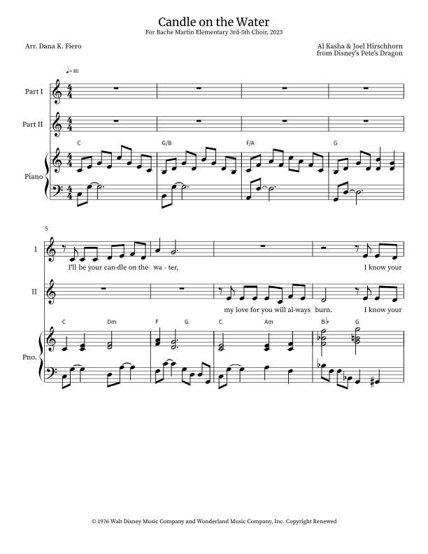Candle On The Water (arr. Dana K. Fiero)