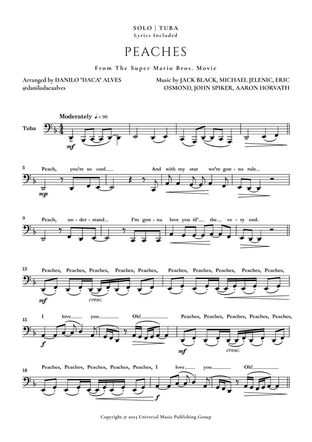 Peaches (arr. Danilo "Daca" Alves)