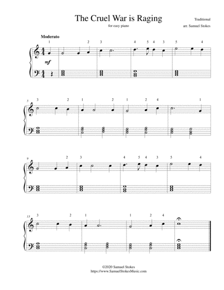 The Cruel War is Raging - for easy piano (arr. Samuel Stokes)