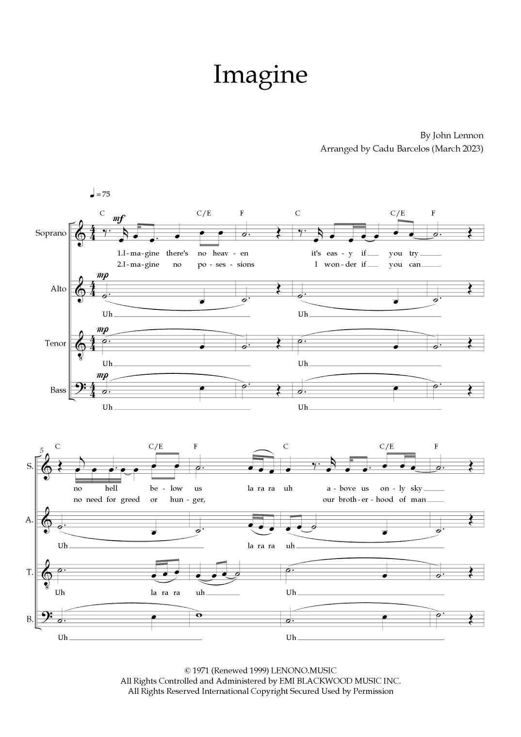 Imagine (arr. Cadu Barcelos)