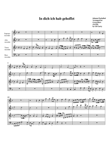In dich ich hab gehoffet (arrangement for 4 recorders) (arr. Gil Garty)