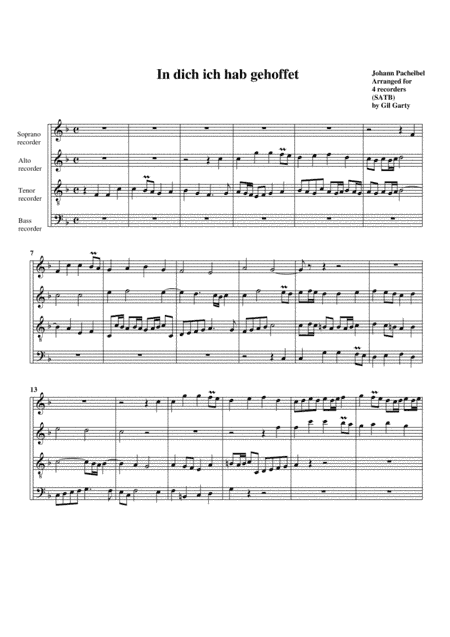 In dich ich hab gehoffet (arrangement for 4 recorders) (arr. Gil Garty)