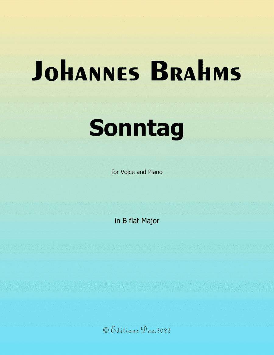 Sonntag, by Brahms, in B flat Major (arr. Editions Dao)