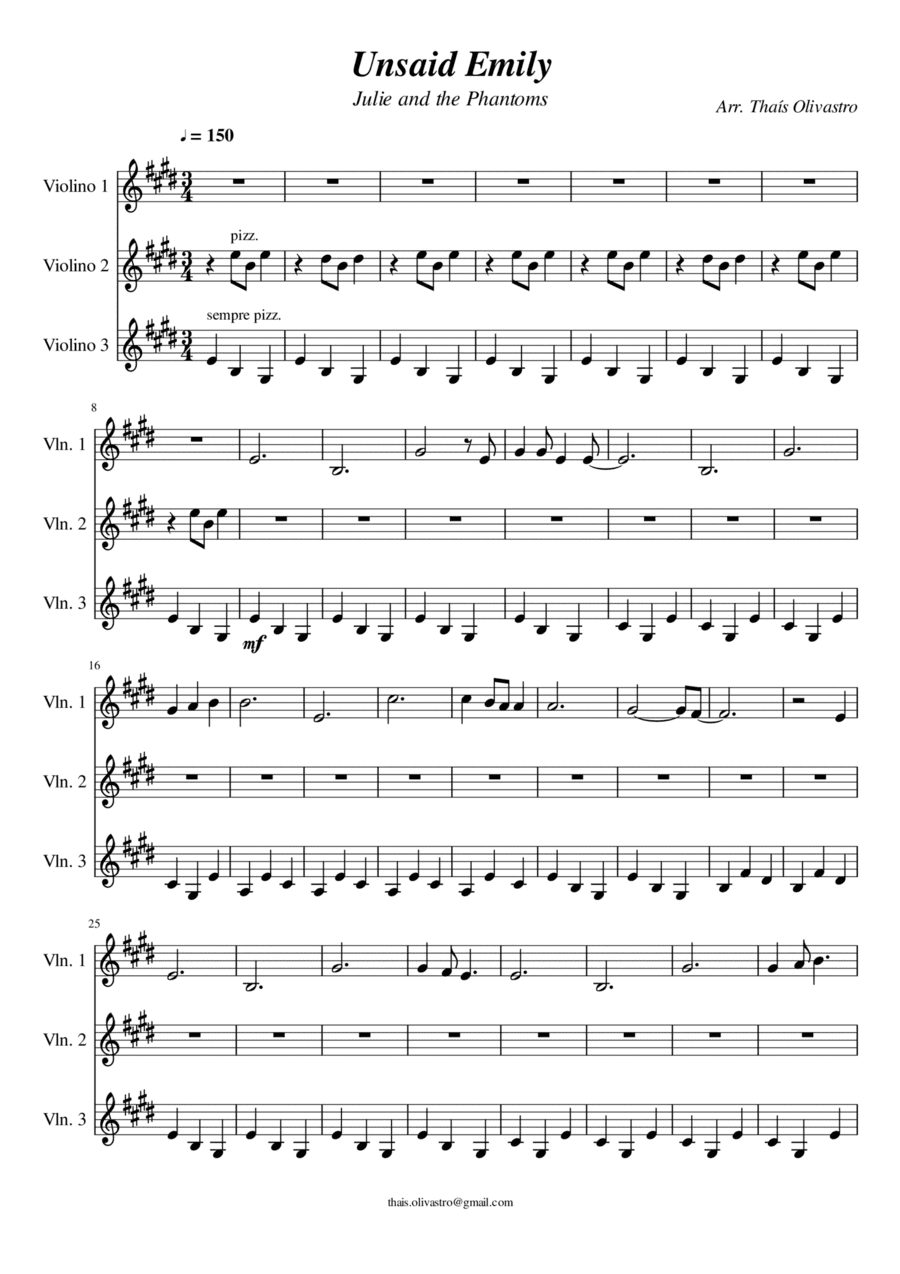 Unsaid Emily (arr. Thaís Olivastro)