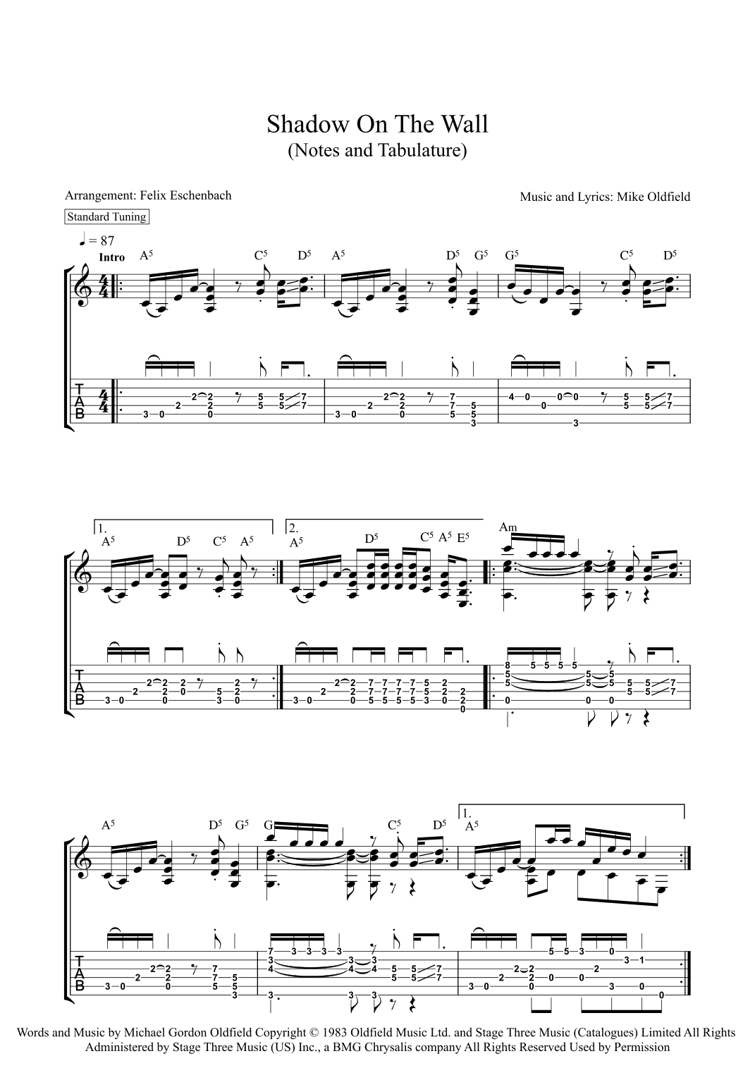 Shadow On The Wall (arr. Felix Eschenbach)