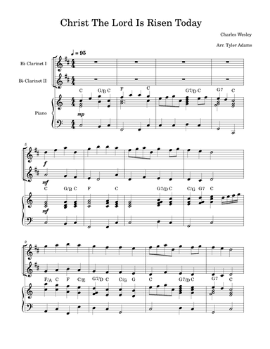 Christ The Lord Is Risen Today (Bb Clarinet Duet with Piano) (arr. Tyler Adams)