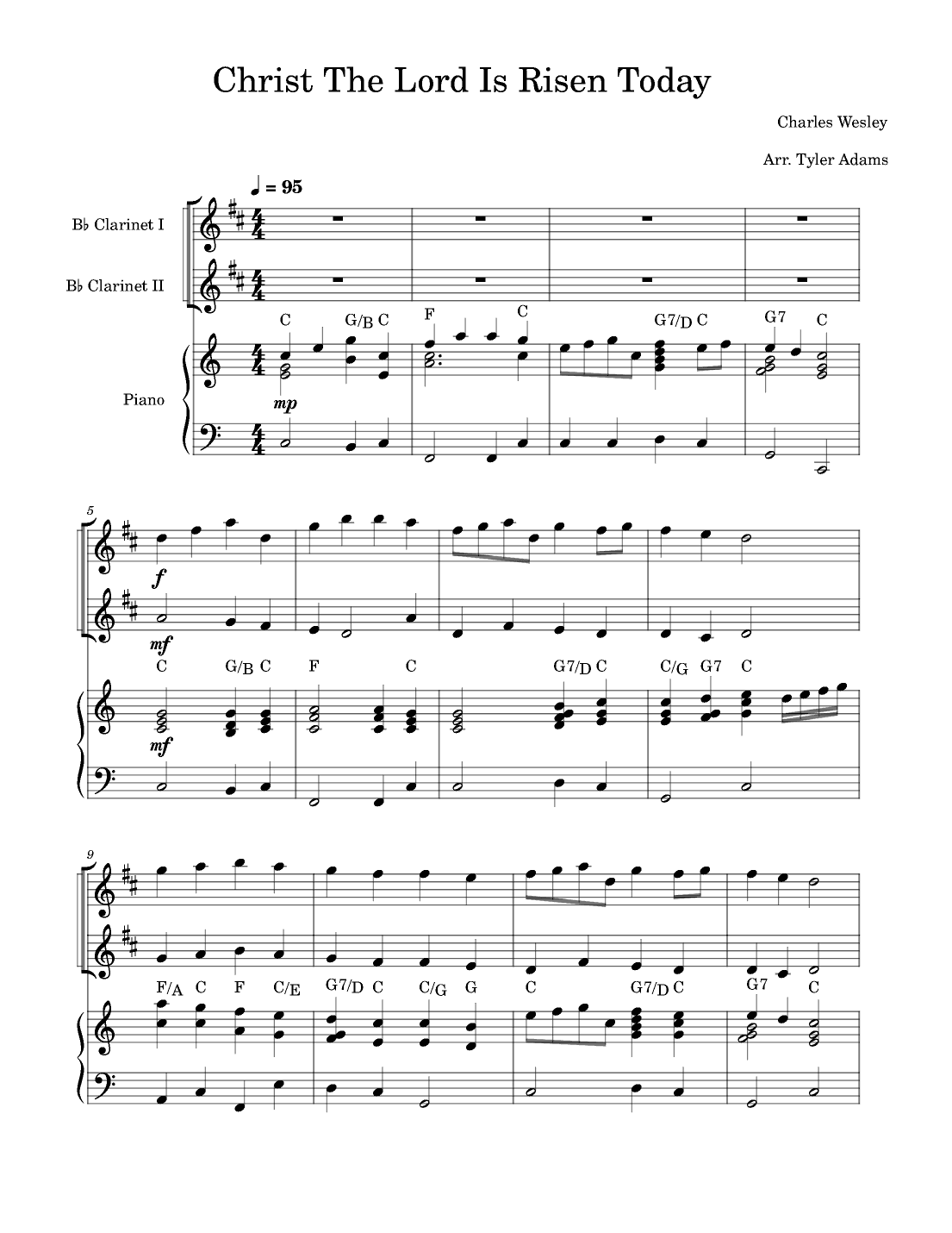 Christ The Lord Is Risen Today (Bb Clarinet Duet with Piano) (arr. Tyler Adams)