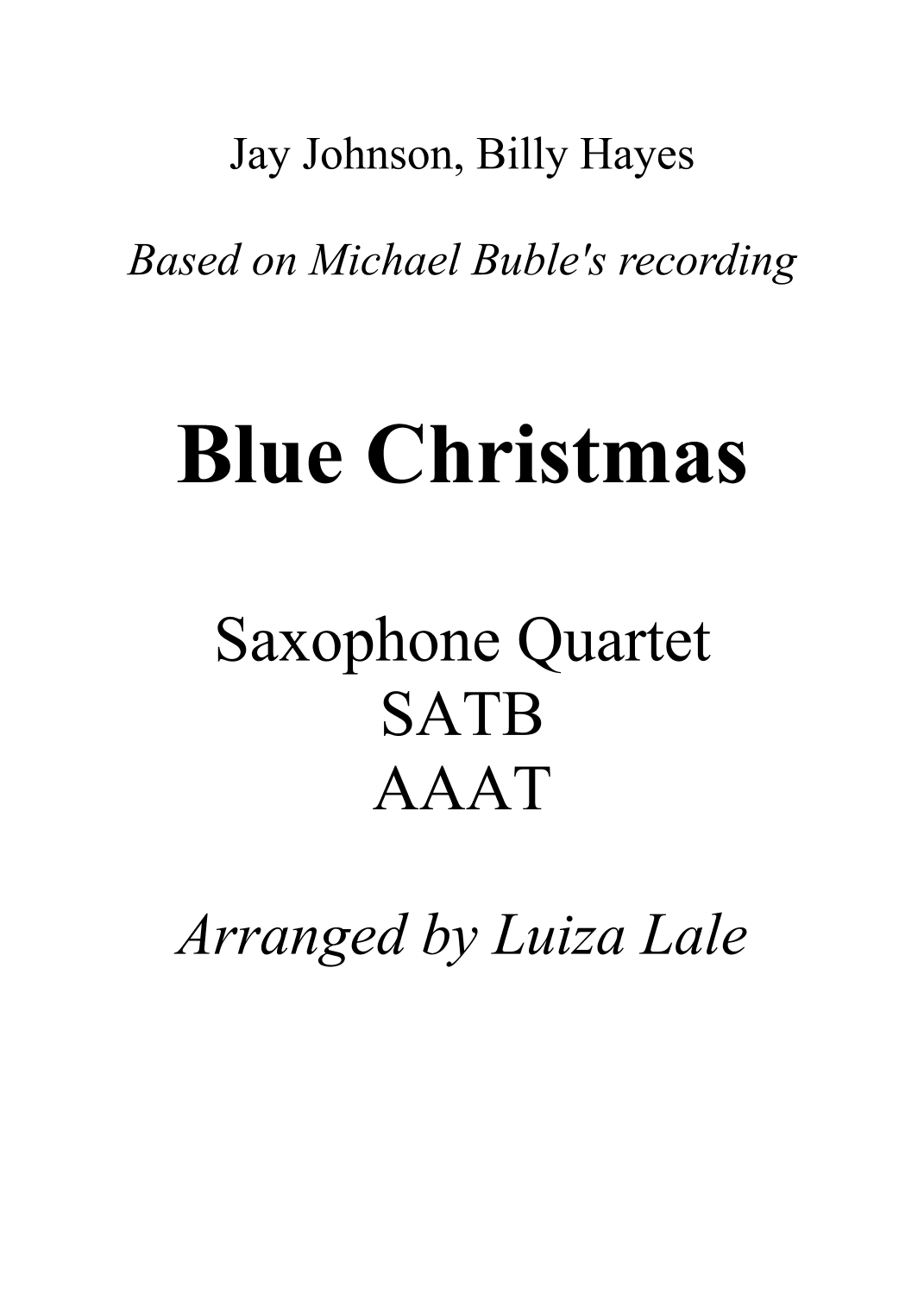 Blue Christmas (arr. Luiza Lale)