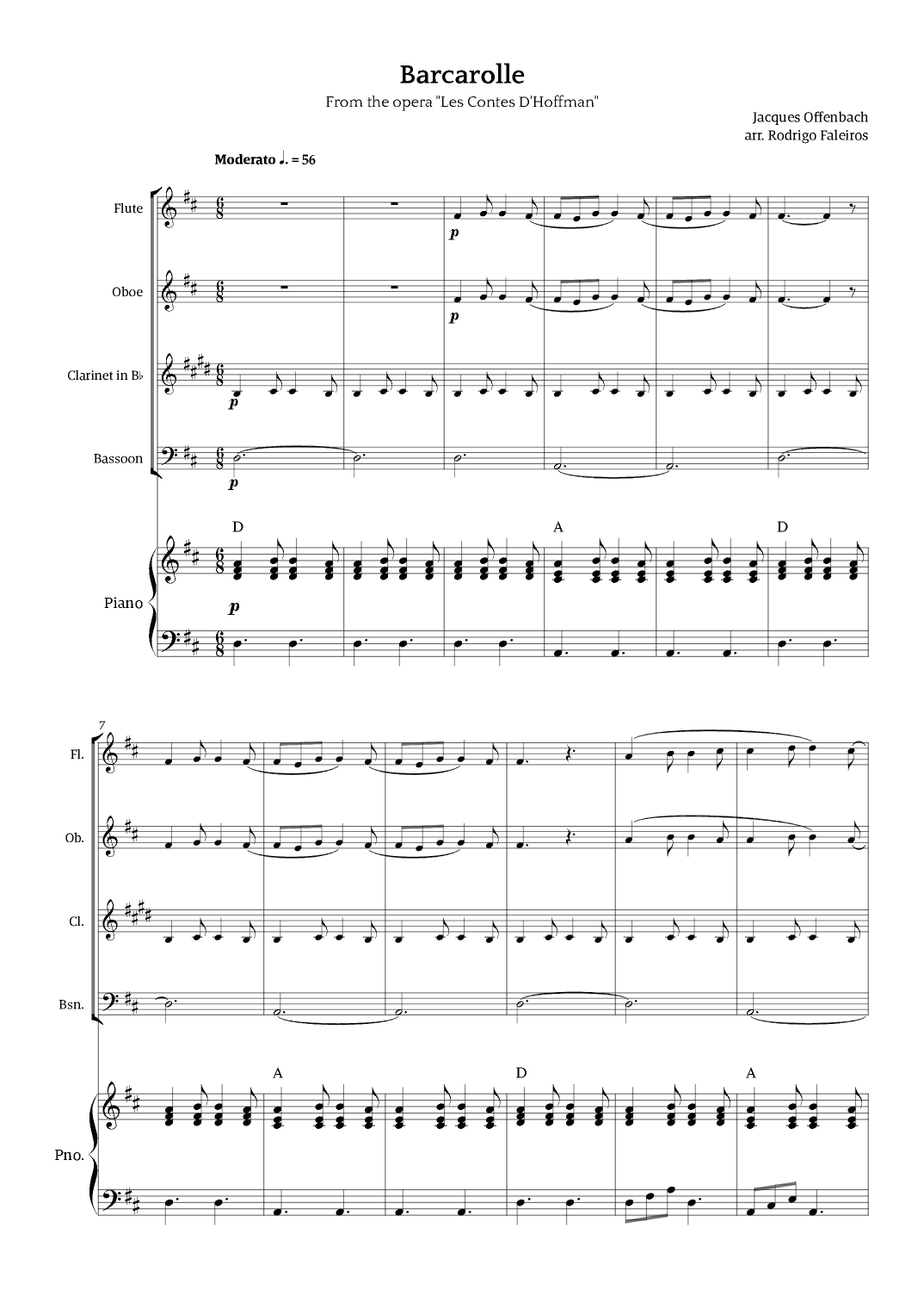 Barcarolle - Belle Nuit, O Nuit D'Amour (arr. Rodrigo Faleiros)