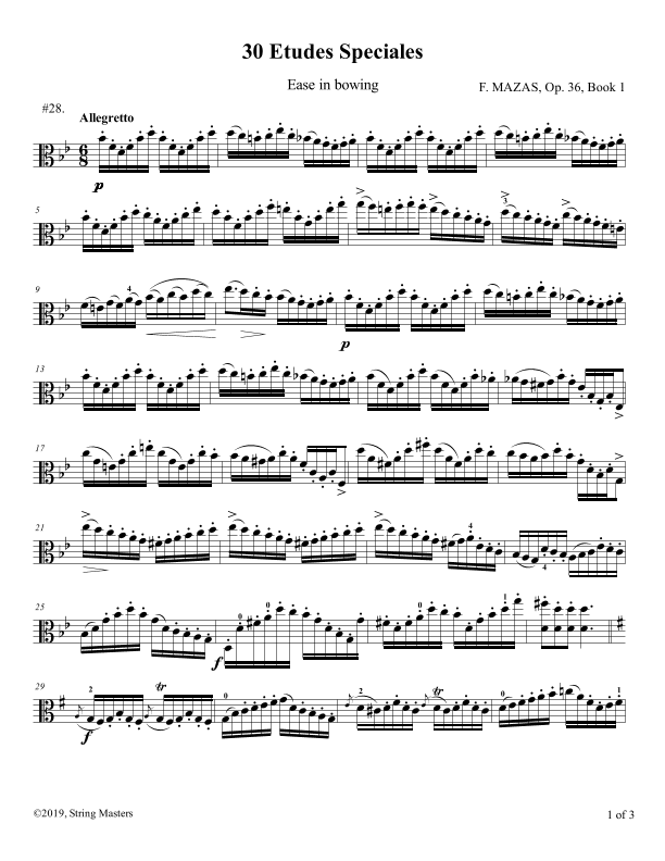 Mazas, Etudes for Viola Op 36, Book 1, No.28 (arr. String Masters)