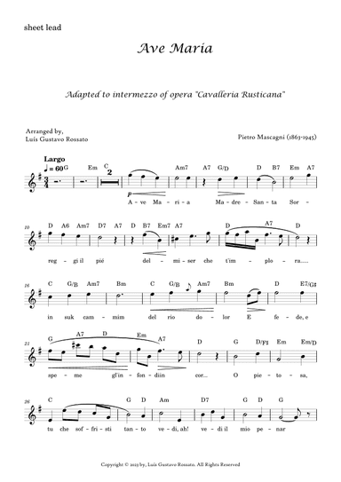 Mascagni - Ave Maria (G Major) (arr. Luís Gustavo Rossato)