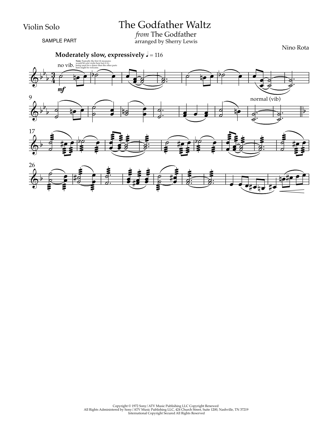 The Godfather Waltz (arr. Sherry Lewis)