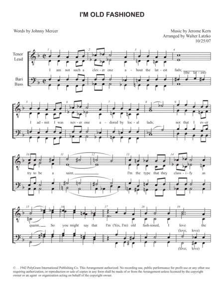 I'm Old Fashioned (arr. Walter Latzko)